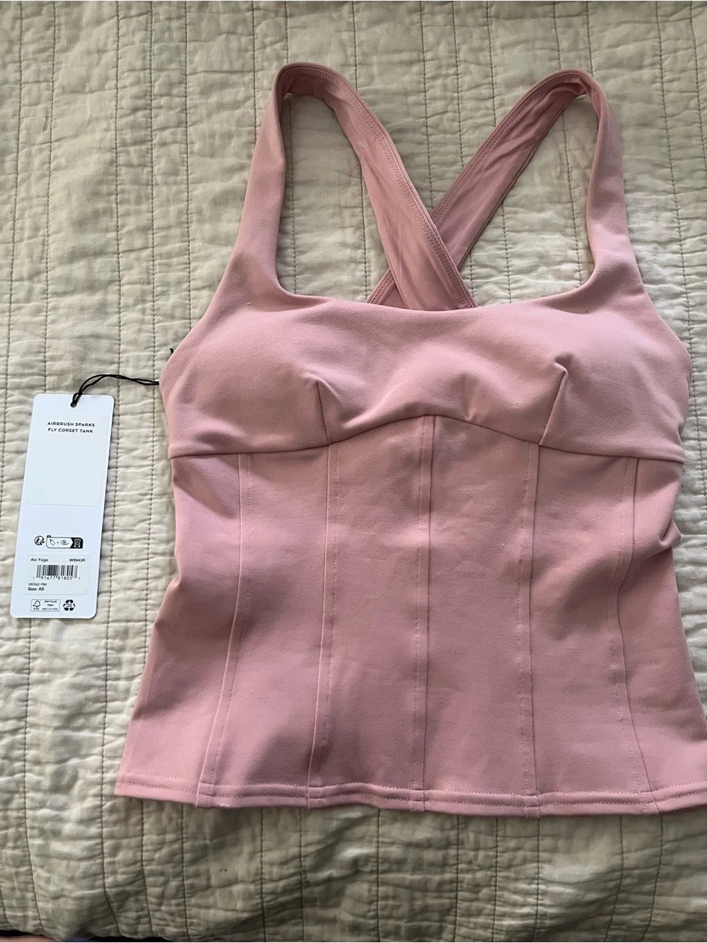 ALO Yoga airbrush sparks fly corset tank in vintage Pink